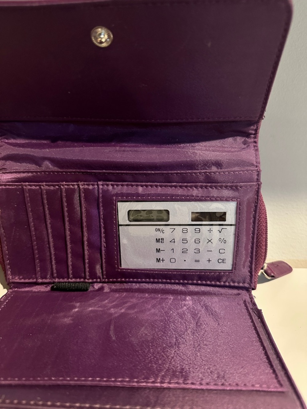 Floral Print Purple Wristlet Clutch with calculator